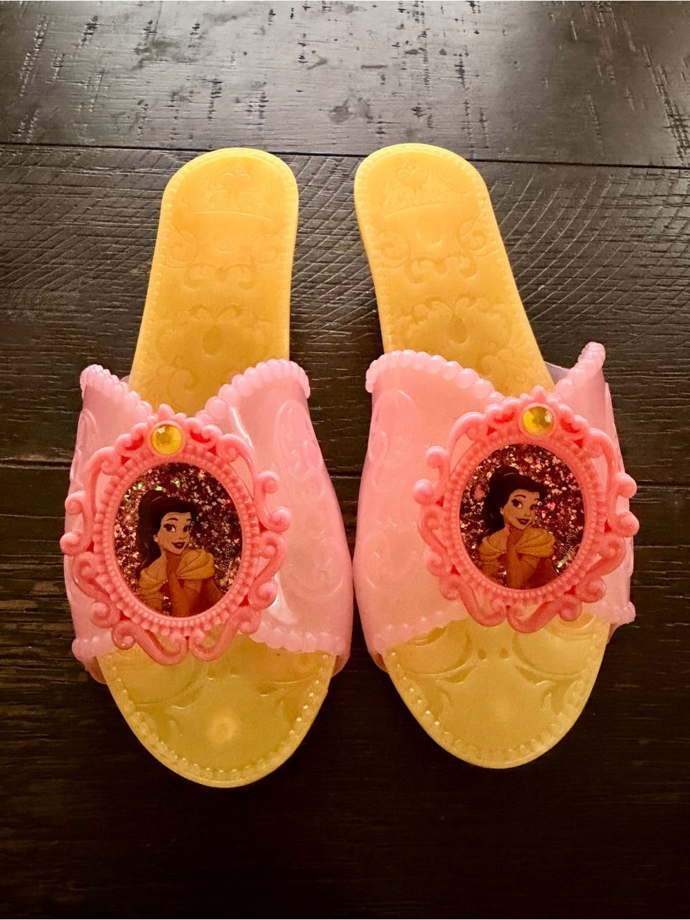Disney Princess Belle Dress Up Heels Pink Yellow Costume Play Shoes